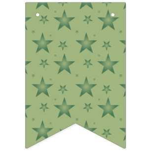 Elegant and Stylish Olive Stars on Sage Green Bunting Flags