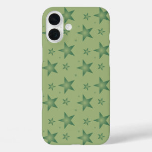 Elegant and Stylish Olive Stars on Sage Green iPhone 16 Plus Case