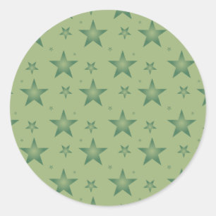 Elegant and Stylish Olive Stars on Sage Green Classic Round Sticker