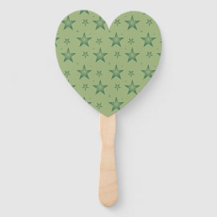 Elegant and Stylish Olive Stars on Sage Green Hand Fan