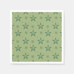 Elegant and Stylish Olive Stars on Sage Green Napkin