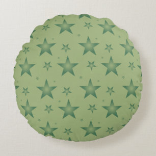 Elegant and Stylish Olive Stars on Sage Green Round Pillow