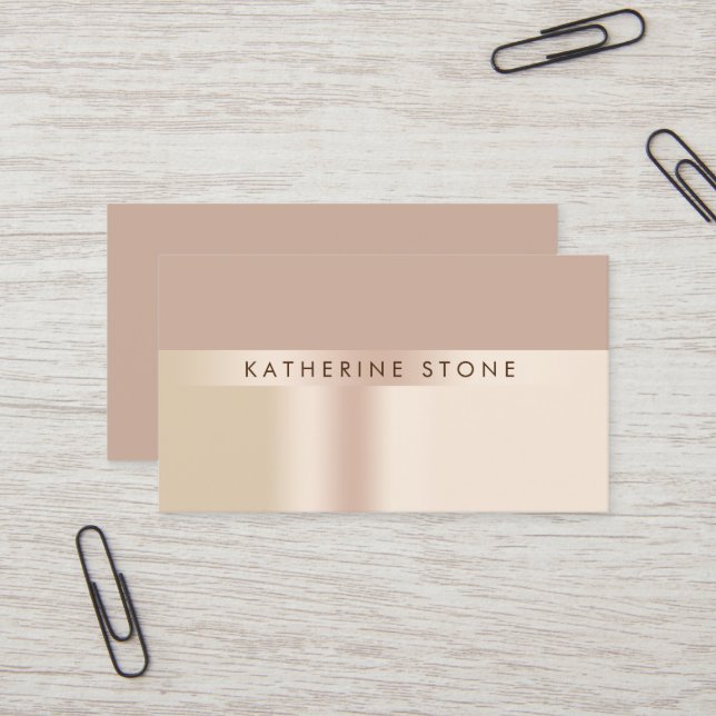 Elegant and stylish rose gold brown business card (Front/Back In Situ)