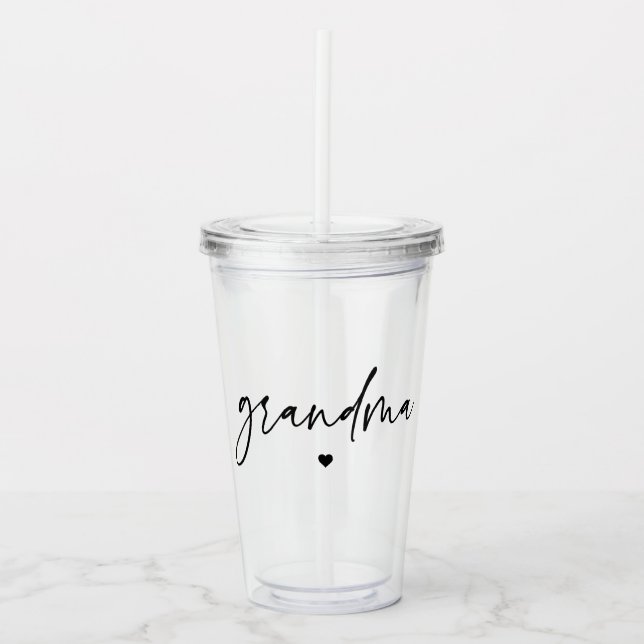 Elegant and Subtle Pink Grandma Script Gift Acrylic Tumbler (Front)