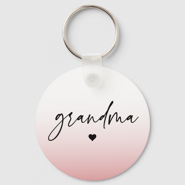 Elegant and Subtle Pink Grandma Script Gift Keychain (Front)