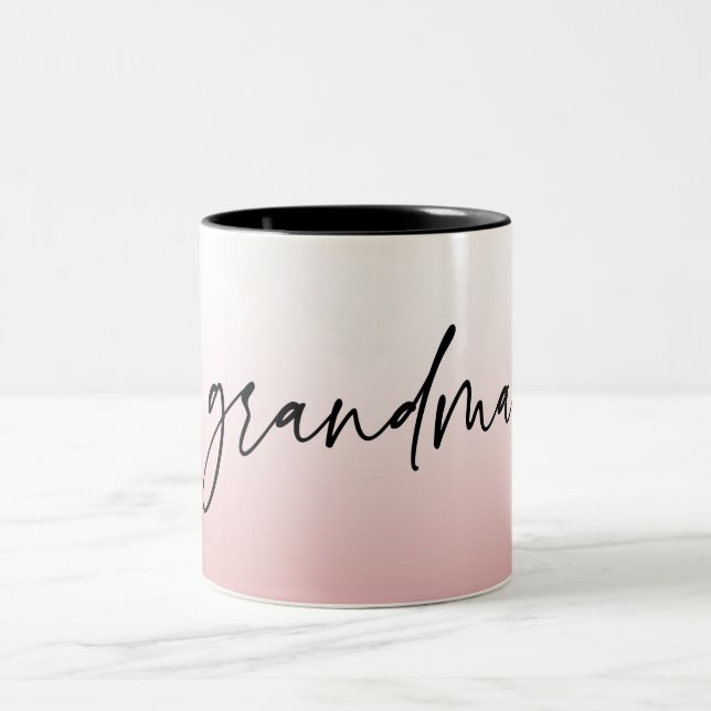 Elegant and Subtle Pink Grandma Script Gift Two-Tone Coffee Mug (Center)