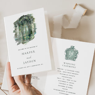 Elegant and Timeless Green Hues Wedding Program
