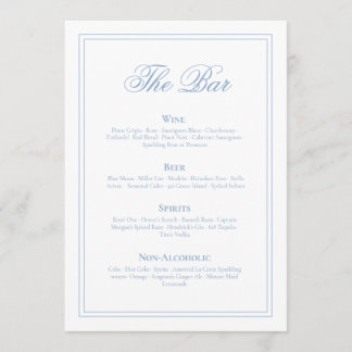Elegant and Timeless Wedding Bar Menu