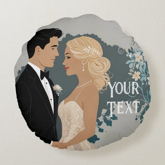 Elegant and Timeless Wedding Invitation Design Round Pillow (Back)