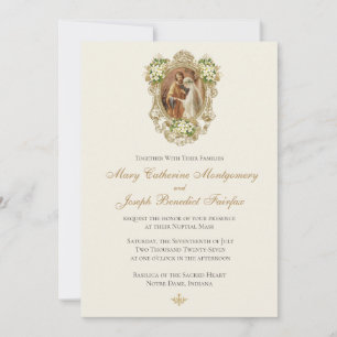 Elegant and Traditional Catholic Betrothal Wedding Invitation