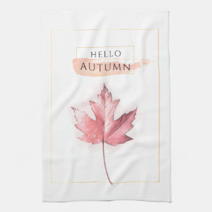 Elegant and Trendy Autumn Leaf Drawing Kitchen Towel
