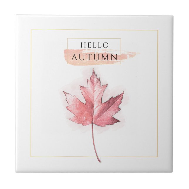 Elegant and Trendy Autumn Leaf Drawing Tile (Front)