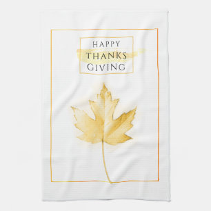 Elegant and Trendy Golden Thanksgiving Kitchen Towel