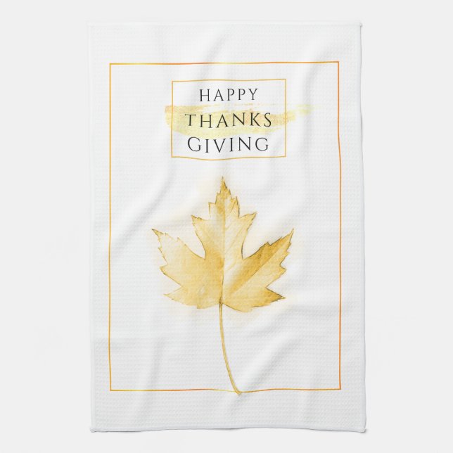 Elegant and Trendy Golden Thanksgiving Kitchen Towel (Vertical)