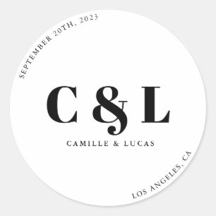Elegant and trendy wedding classic round sticker