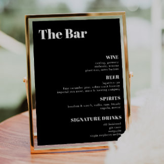 Elegant and trendy Wedding Drinks Bar Menu Poster