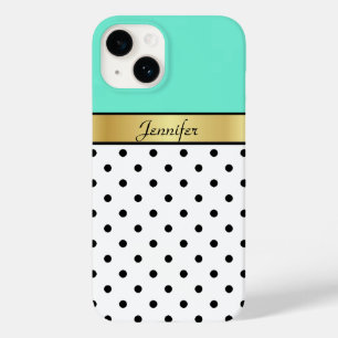 Elegant and Unique Light Green Turquoise Polka Dot Case-Mate iPhone 14 Case