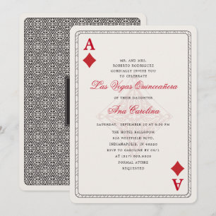 Elegant and Unique Red Las Vegas Quinceañera Invitation