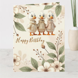 Elegant And Whimsy Floral With Ducks Card