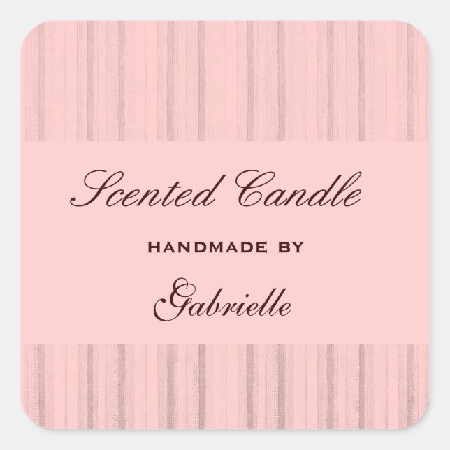 Elegant and wimsical pink stripe square sticker (Front)