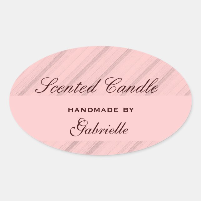 Elegant and wimzical pink stripe oval sticker (Front)