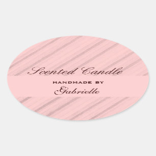 Elegant and wimzical pink stripe oval sticker