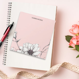 Elegant Anemone Floral Custom Name Notepad