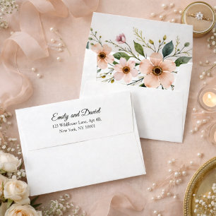 Elegant Anemone Wildflower Wedding Return Address Envelope