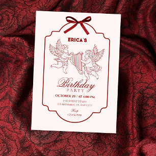 Elegant angel cupid music birthday invitation