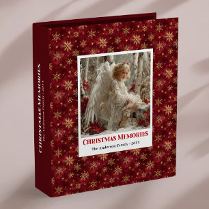 Elegant Angel Poinsettia Red Gold Christmas Memory Binder