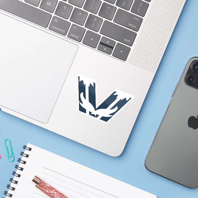 Elegant Angry bird Wing Letter V monogram (Laptop w/ iPhone)