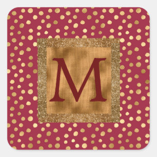 Elegant Animal Print Cheetah Chic Burgundy Gold Square Sticker