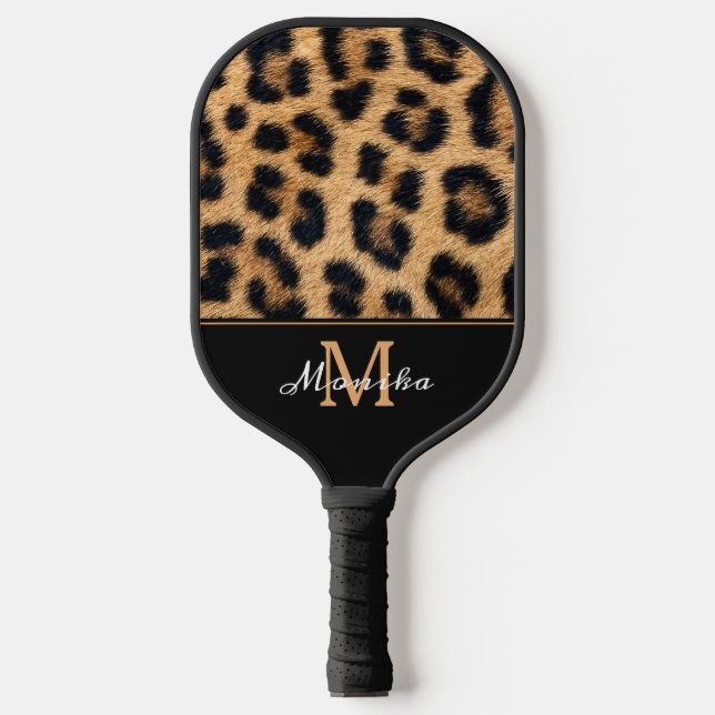 Elegant Animal Skin Leopard Print Pickleball Paddle (Front)