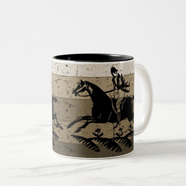 Elegant Animal Sports for Equestrian Enthusiasts Two-Tone Coffee Mug (Front Right)