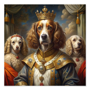 Elegant AnimalThemed Royal Dogs Oil Painting Decor Photo Print