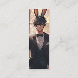 Elegant Anime Rabbit Man Mini Business Card