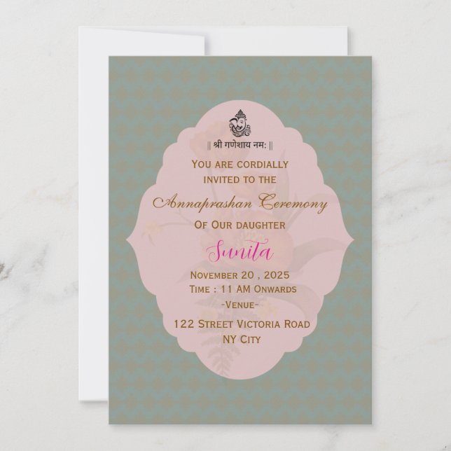 Elegant Annaprashan Ceremony Invitation (Front)