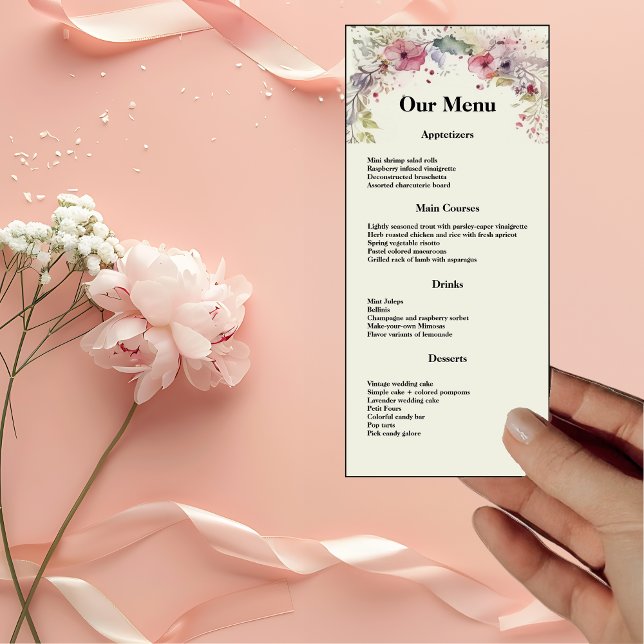 Elégant anneau de fleurs Eau Couleur Dîner Menu (Créateur téléchargé)