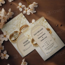 Élégant anneau d'or Faire-part de mariage islamiqu