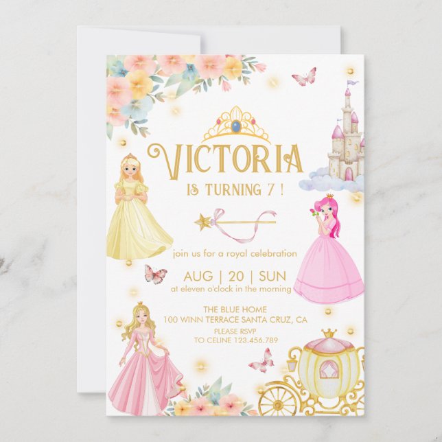 Elégant anniversaire de princesse Invitation (Devant)