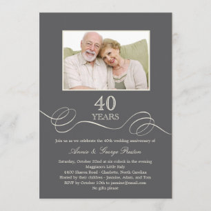 Élégant Anniversaire de Swirl Invitation photo - G