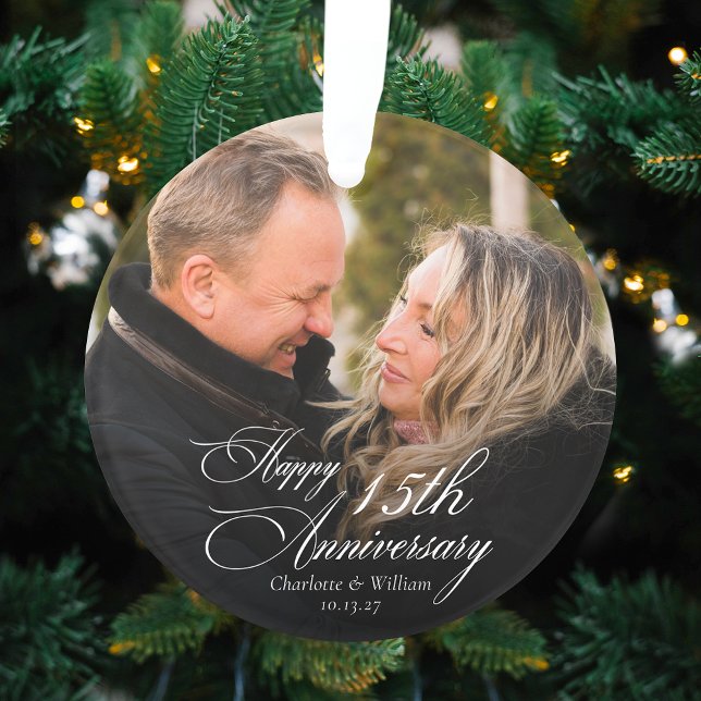 Elegant Anniversary Couple Photo Ornament (Creator Uploaded)