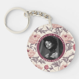 Elegant Anniversary Gifts For Mom Peonies Floral Keychain