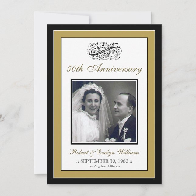 Elegant Anniversary Party Custom Invitation (Front)