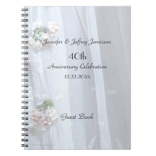Elegant Anniversary Party Guest Book, Vintage Lace Notebook