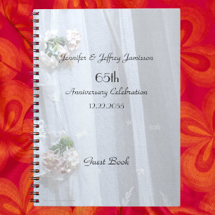 Elegant Anniversary Party Guest Book, Vintage Lace Notebook