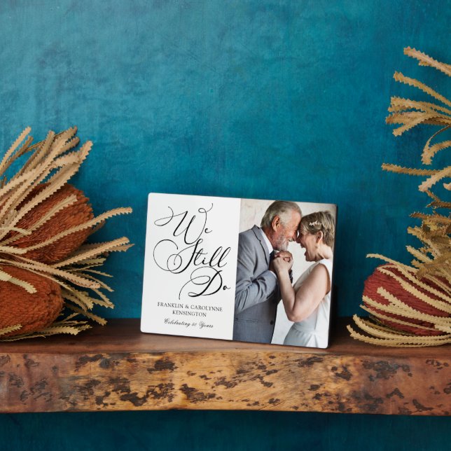 Elegant Anniversary Vow Renewal Photo Plaque (Side)