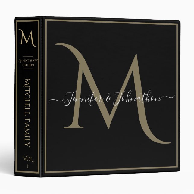 Elegant Anniversary / Wedding Monogram Binder (Front/Spine)
