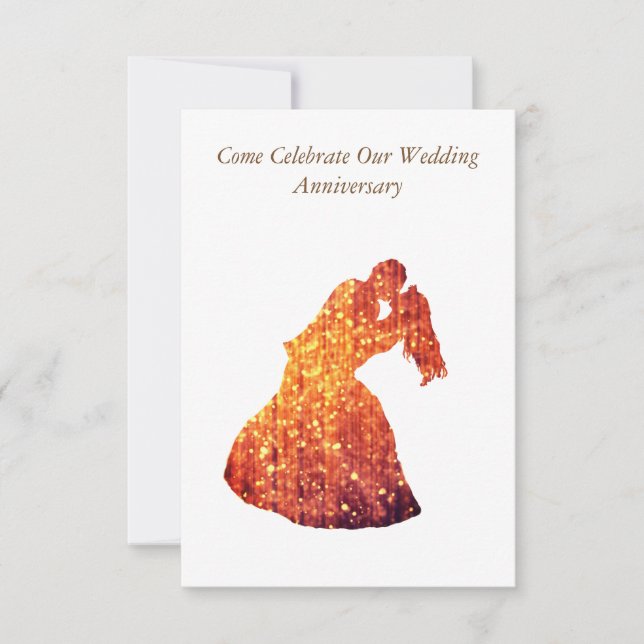 Elegant anniversray invitation ,Golden Couple (Front)