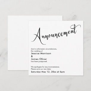 Elegant "Announcement" Postponed Wedding Card